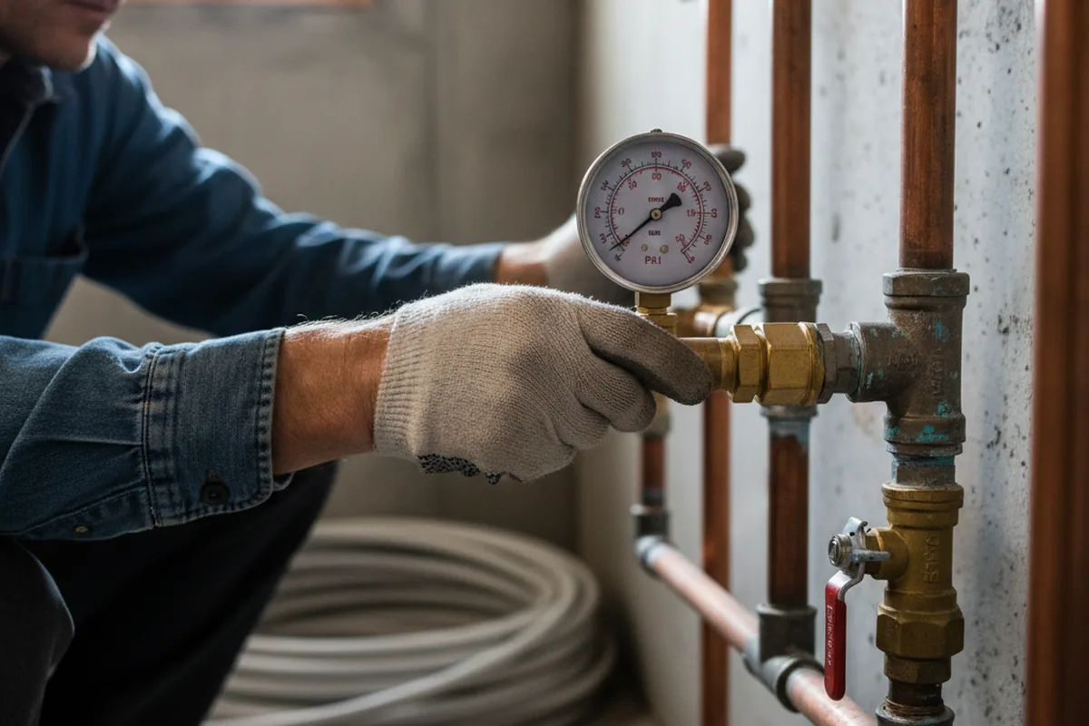 Pressure testing a repaired line during Water Line Repair in Forest Hills